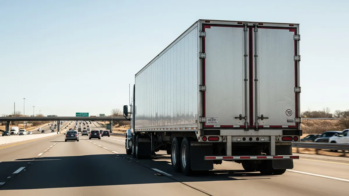 Tractor-trailer on an interstate highway