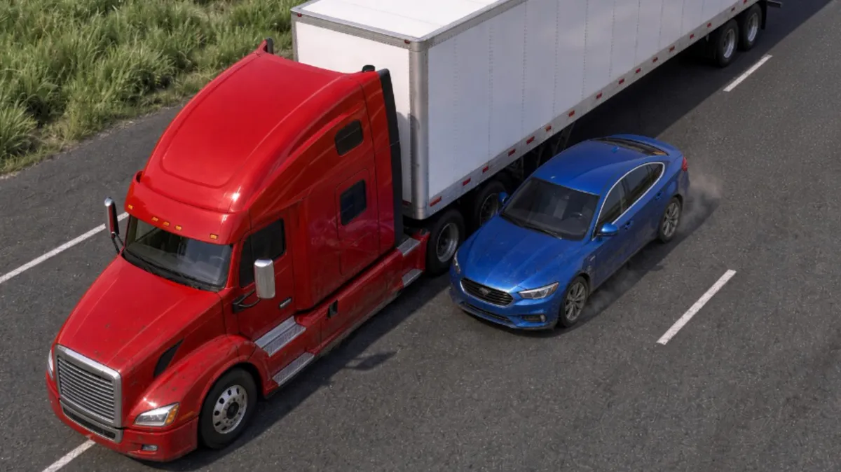 Illustration of a lane change truck accident scenario