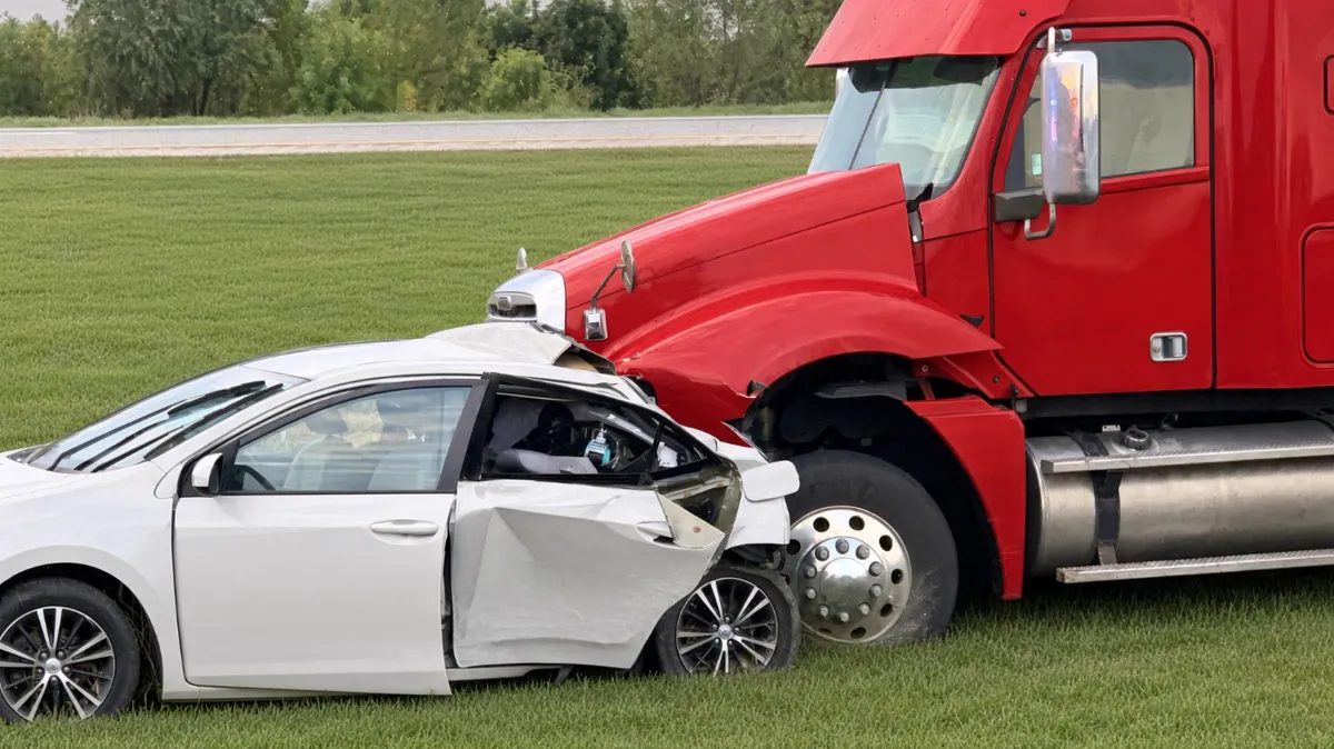 Illustration of a rear-end truck accident scenario