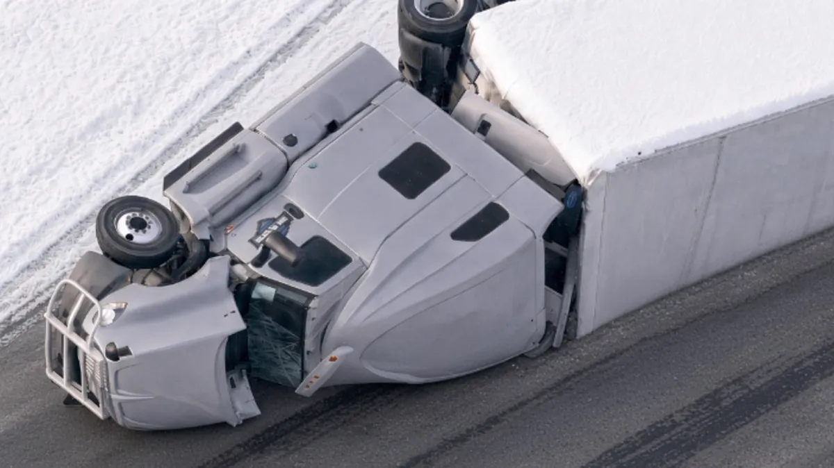 Illustration of a rollover truck accident scenario
