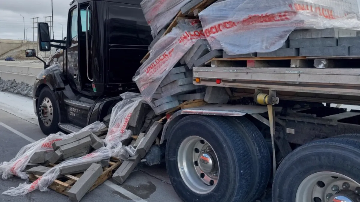 Illustration of a unsecured load truck accident scenario