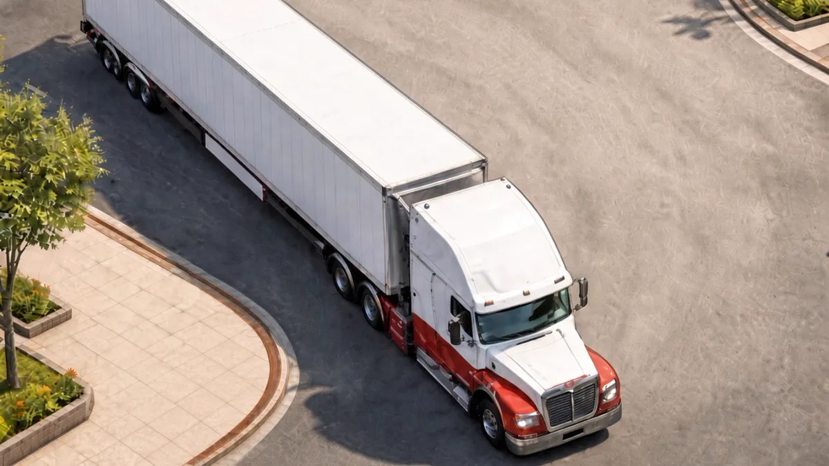 Illustration of a wide turn truck accident scenario